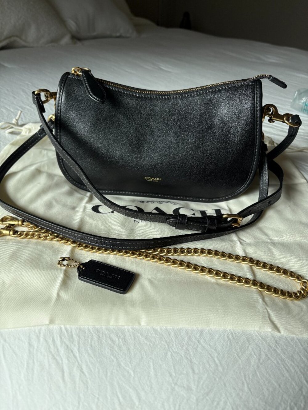 Coach Waverly Bag - Black leather with brass hardware